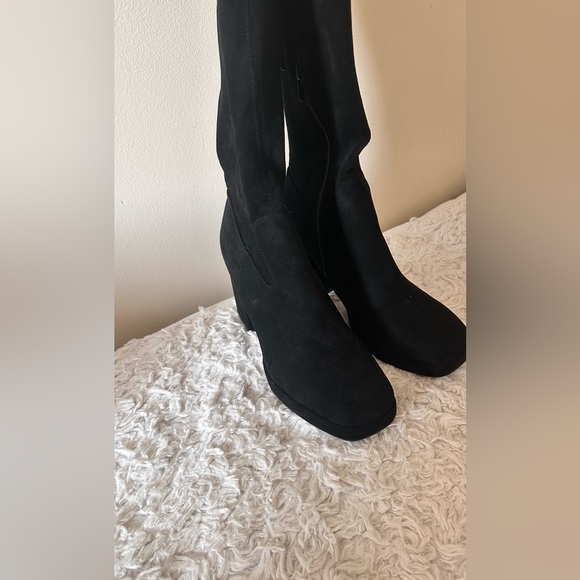 Krush Platform Over the Knee  Block Heel Black Boots - Picture 4 of 6